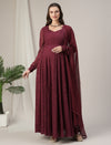 Maroon Lace Maternity & Nursing Flared Kurta with Dupatta
