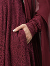 Maroon Lace Maternity & Nursing Flared Kurta with Dupatta