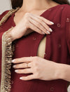 Maroon A-Line Maternity & Nursing Kurta Set with Dupatta