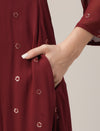 Maroon A-Line Maternity & Nursing Kurta Set with Dupatta