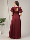 Maroon Maternity Satin Maxi formal Gown