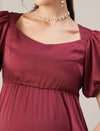 Maroon Maternity Satin Maxi formal Gown