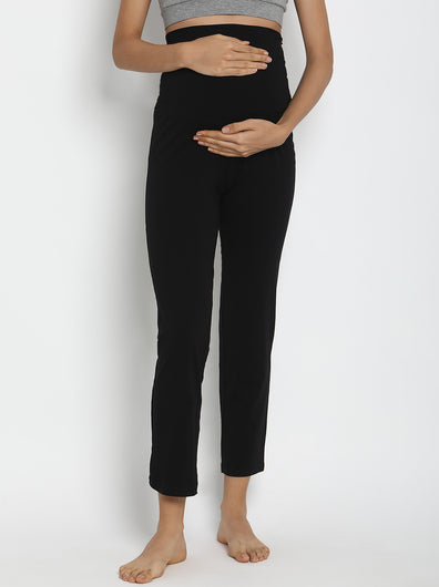 Maternity French Terry Ankle Pants- Black