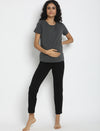 Maternity French Terry Ankle Pants- Black