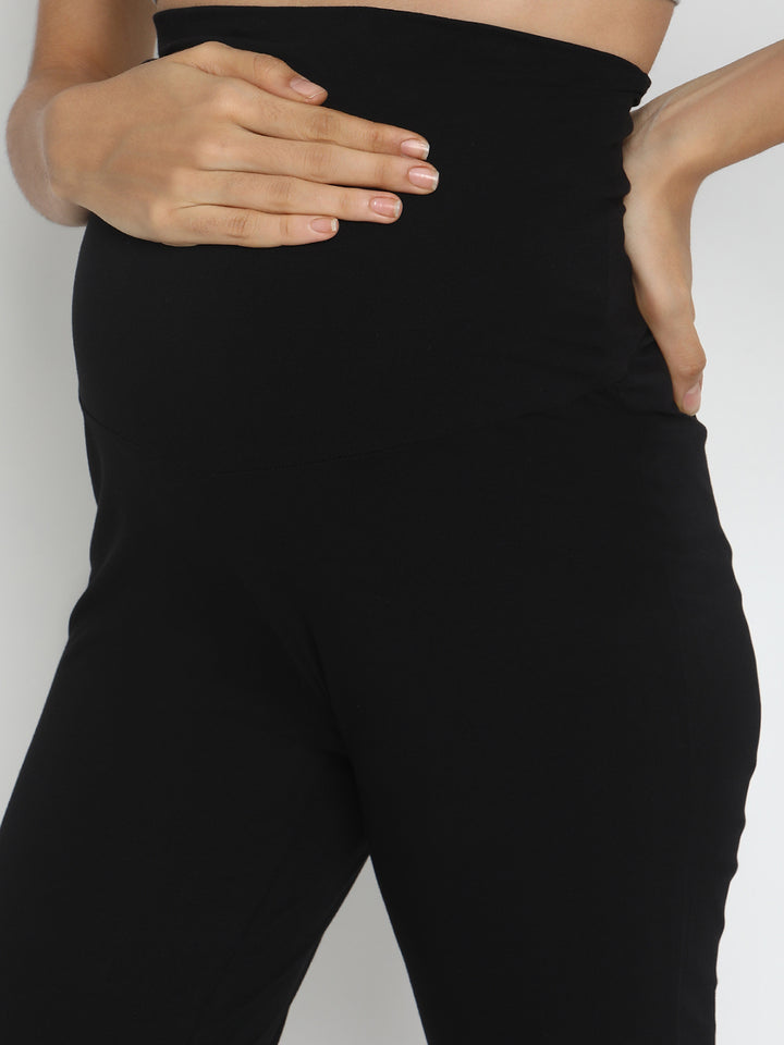 Maternity French Terry Ankle Pants- Black