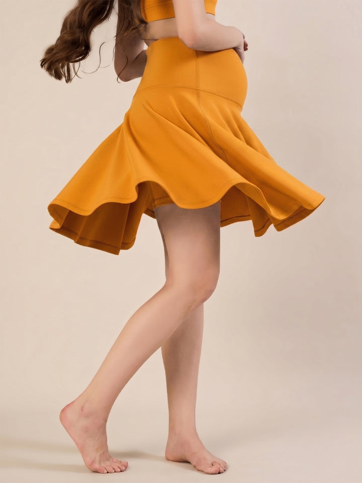 Maternity Knee-length Flared Skorts with Adjustable Drawstring - Casablanca