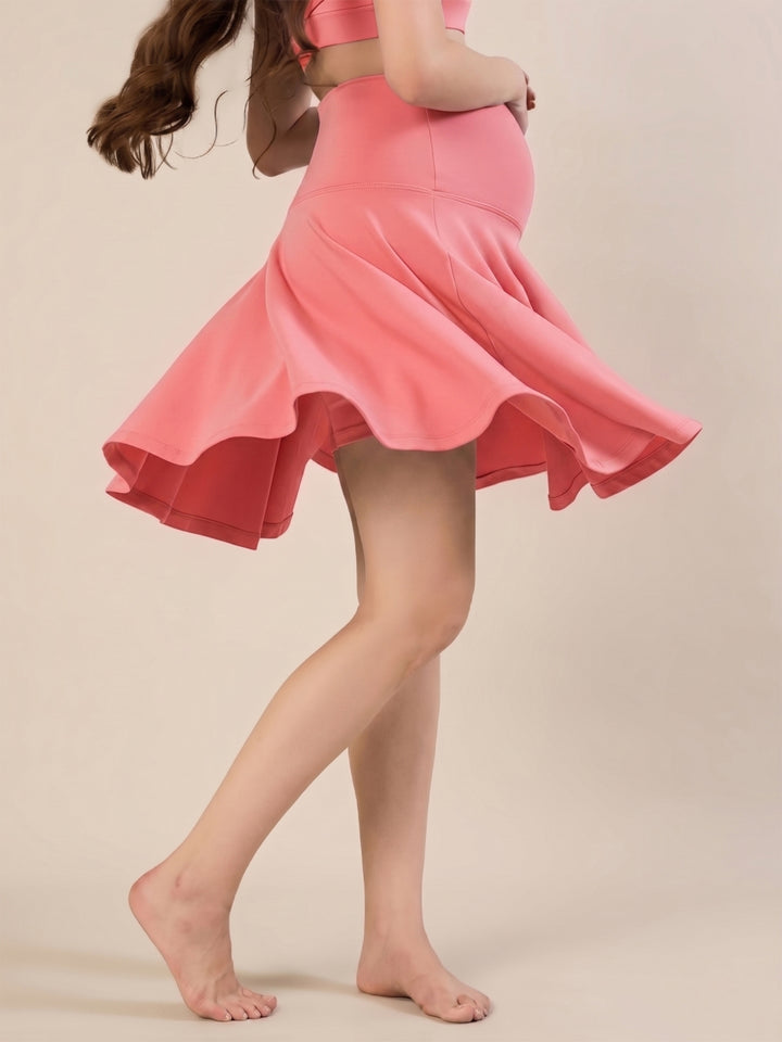 Maternity Knee-length Flared Skorts with Adjustable Drawstring - Geraldine