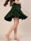 Maternity Knee-length Flared Skorts with Adjustable Drawstring - Myrtle Green