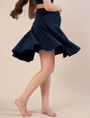 Maternity Knee-length Flared Skorts with Adjustable Drawstring - Indigo Blue