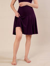 Maternity Knee-length Flared Skorts with Adjustable Drawstring - Purple