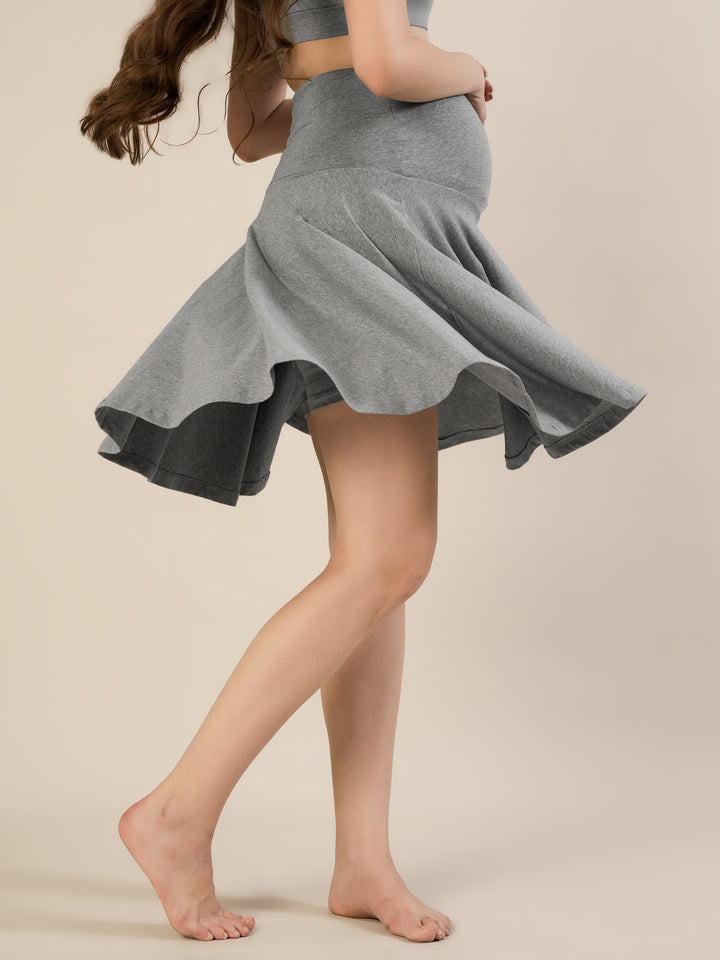Maternity Over-Belly Flared Skort with Inner Shorts - Grey