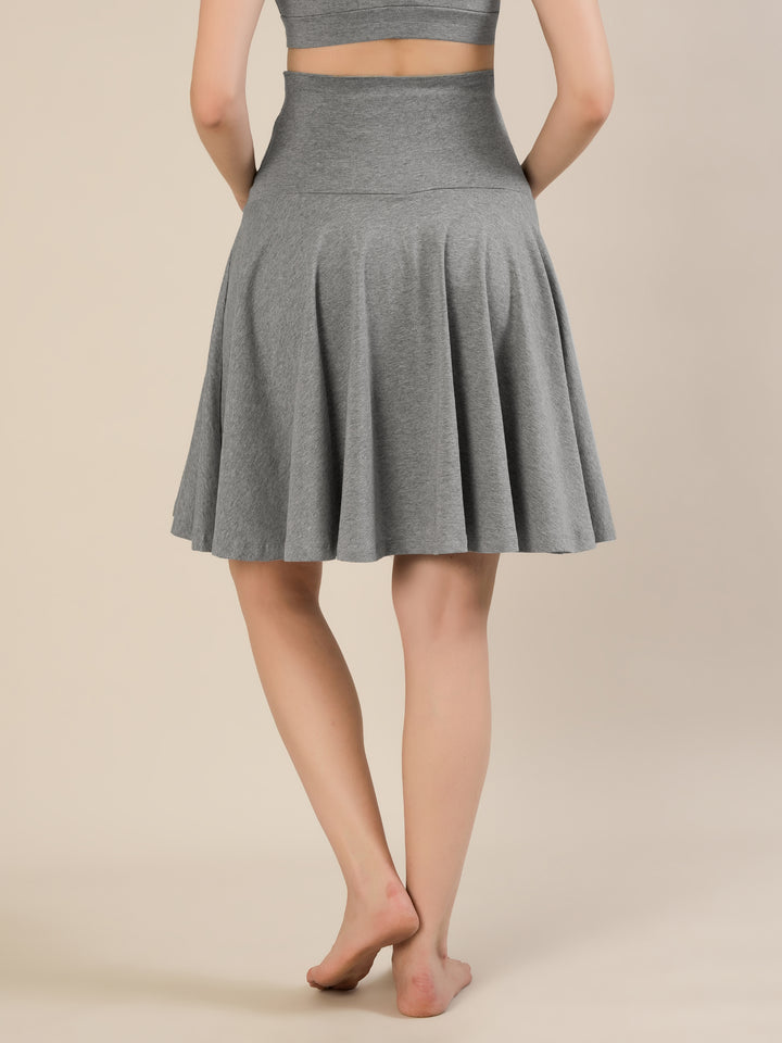 Maternity Over-Belly Flared Skort with Inner Shorts - Grey