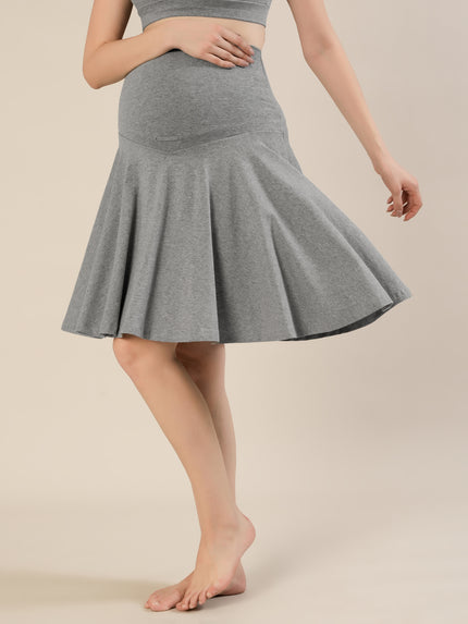 Maternity Over-Belly Flared Skort with Inner Shorts - Grey