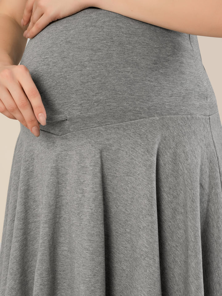 Maternity Over-Belly Flared Skort with Inner Shorts - Grey