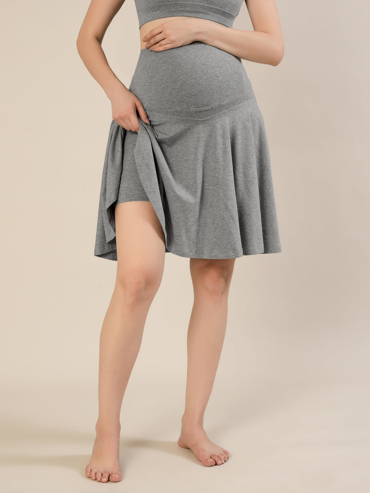 Maternity Over-Belly Flared Skort with Inner Shorts - Grey