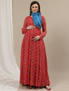 2pc. Red Maternity Gown with Dupatta