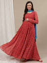 2pc. Red Maternity Gown with Dupatta