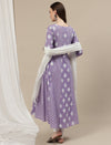 Maternity Cotton Anarkali Kurta with Dupatta- Lavender