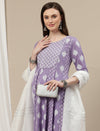Maternity Cotton Anarkali Kurta with Dupatta- Lavender