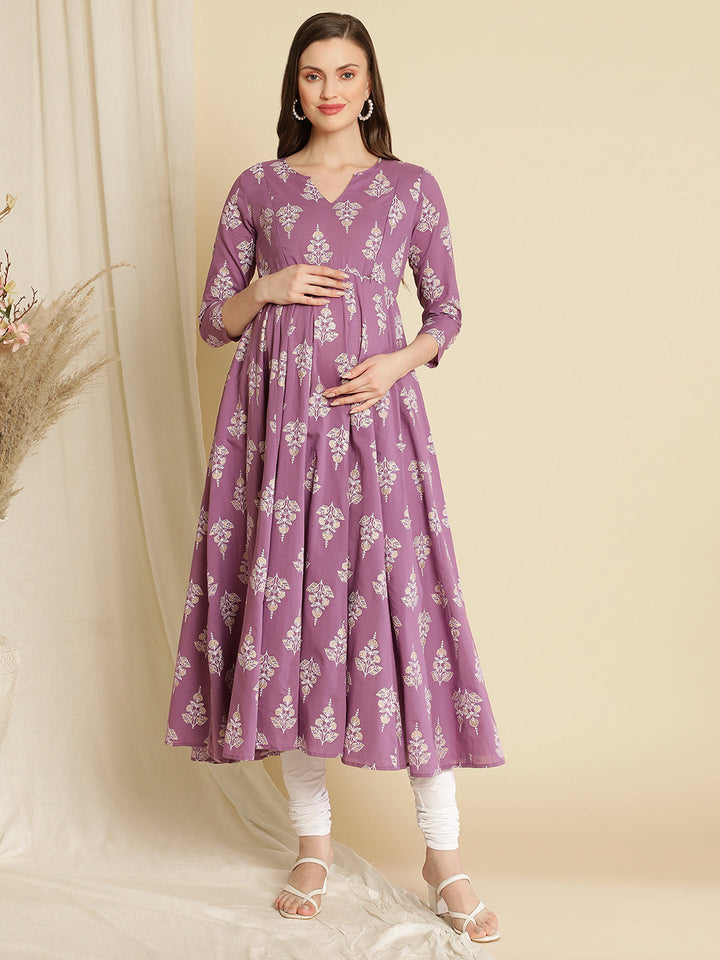 Maternity Anarkali Kurta with Dupatta