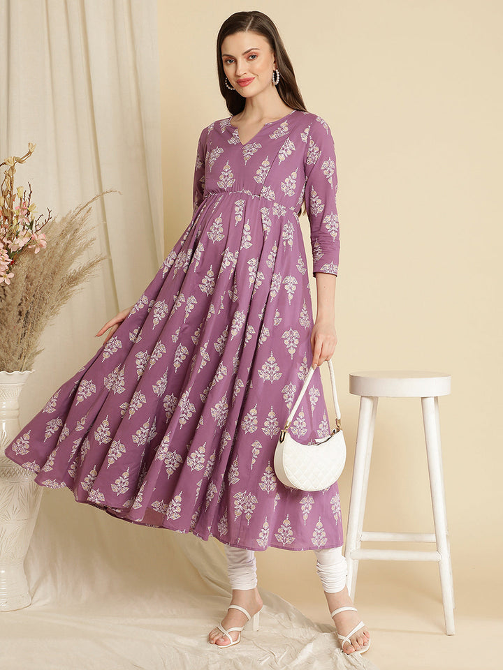 Maternity Anarkali Kurta with Dupatta