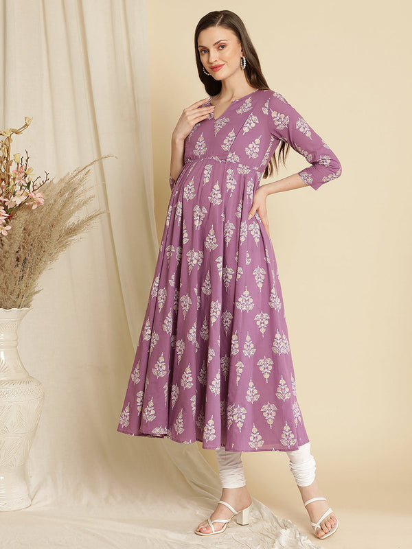 Maternity Anarkali Kurta with Dupatta
