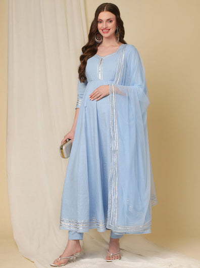 Mustard-ly Magical Nursing and Maternity Anarkali Kurta Set main image 1