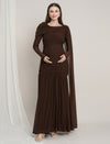Maternity Draped Baby Shower Gown - Brown