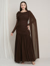 Maternity Draped Baby Shower Gown - Brown