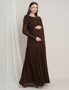 Maternity Draped Baby Shower Gown - Brown