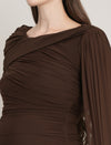Maternity Draped Baby Shower Gown - Brown