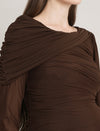 Maternity Draped Baby Shower Gown - Brown