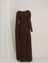 Maternity Draped Baby Shower Gown - Brown