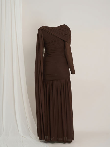 Maternity Draped Baby Shower Gown - Brown