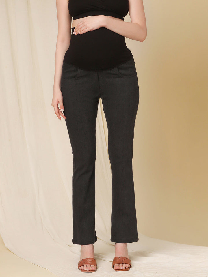Maternity Bootcut Jeans- Charcoal Grey