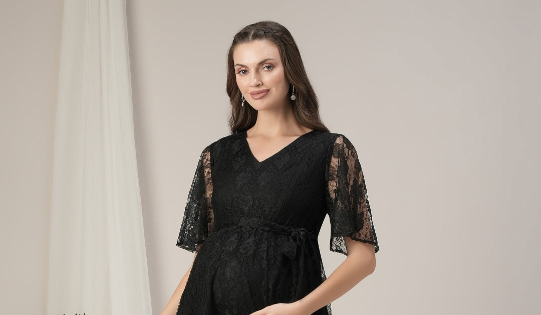 Buy Maternity Black Lace Dress