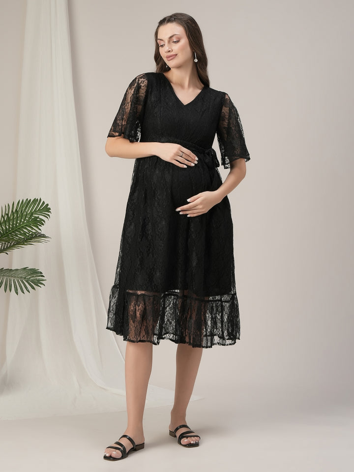 Maternity Black Lace Dress