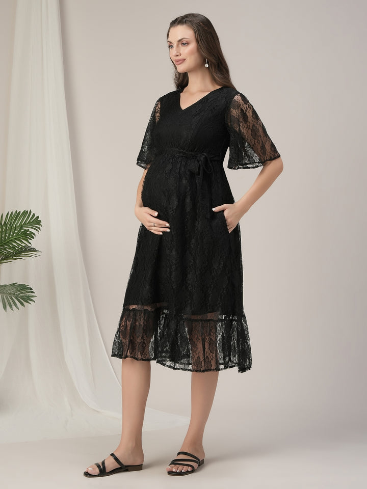 Maternity Black Lace Dress