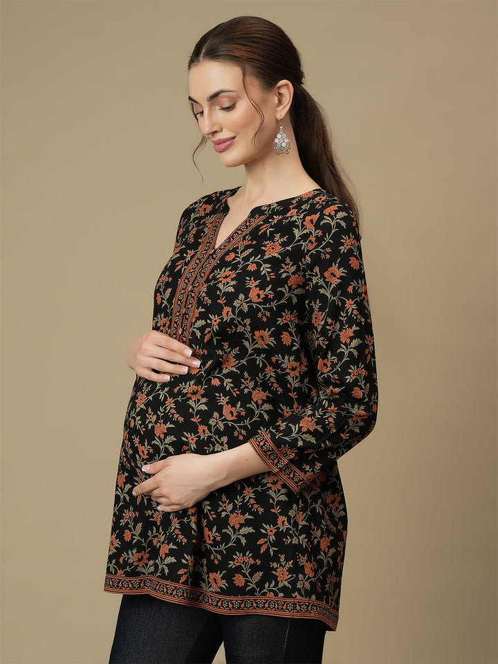 Maternity Black Long Tunic Top