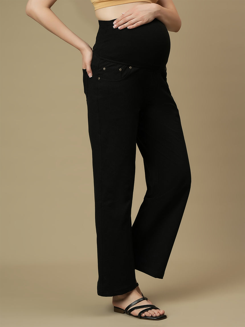 Maternity Black Wide-leg Jeans