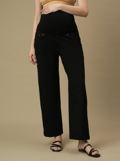 Maternity Black Wide-leg Jeans