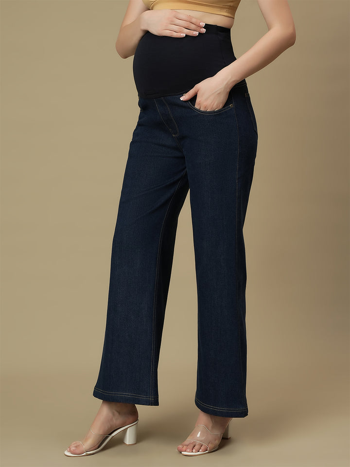 Maternity Blue Flare Bell Bottom Jeans