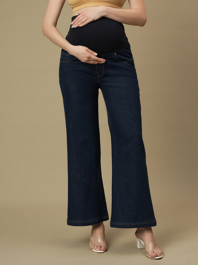 Maternity Blue Flare Bell Bottom Jeans