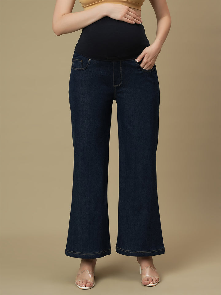 Maternity Blue Flare Bell Bottom Jeans