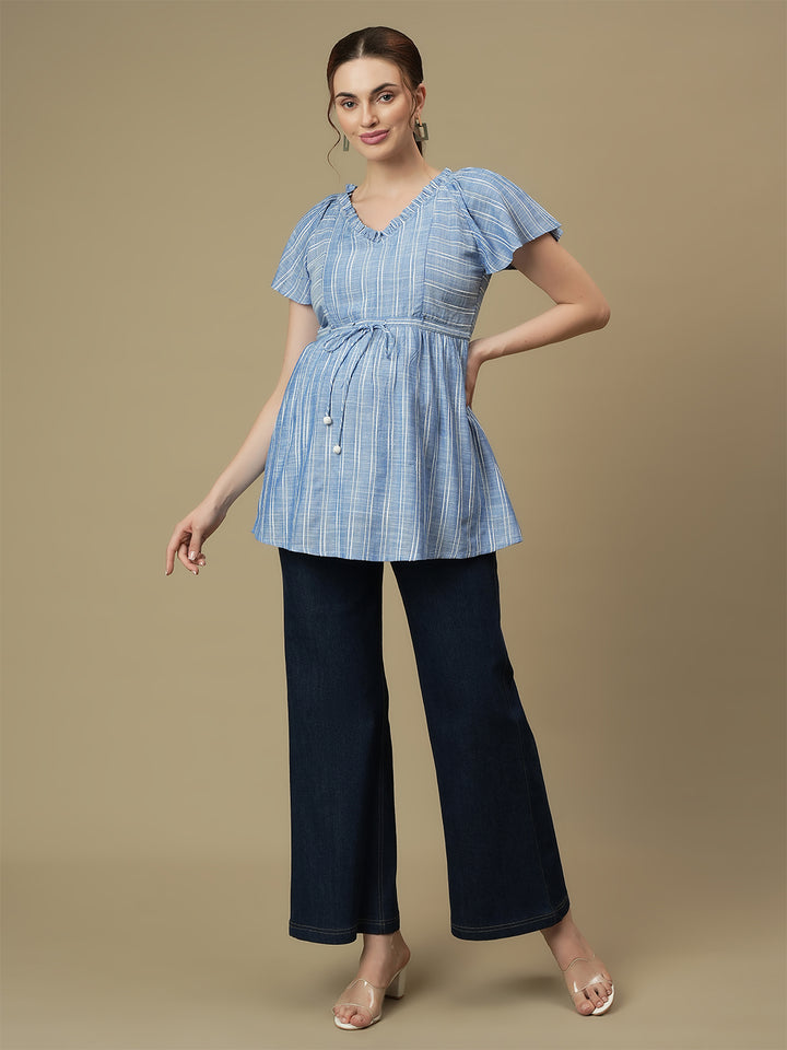 Maternity Blue Flare Bell Bottom Jeans