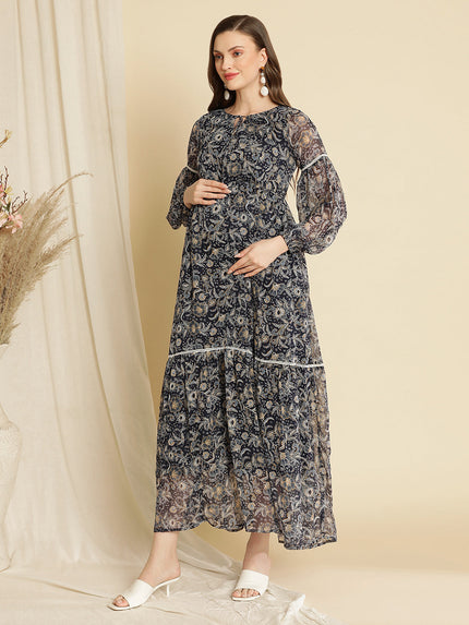 Buy Maternity Blue Maxi Dress