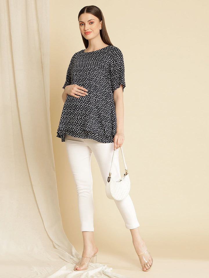 Maternity Blue Polka Top