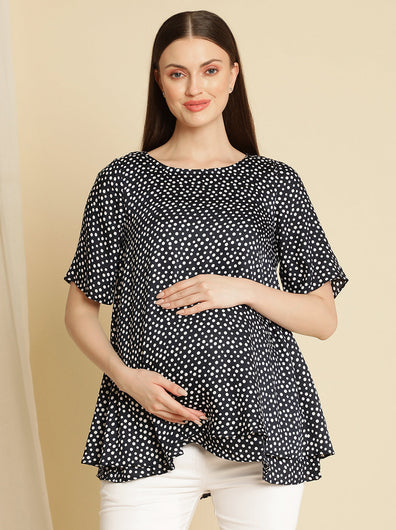 Maternity Blue Polka Top