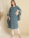 Maternity Blue Printed Kurta + Dupatta