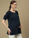 Maternity Blue Puff Sleeves Top